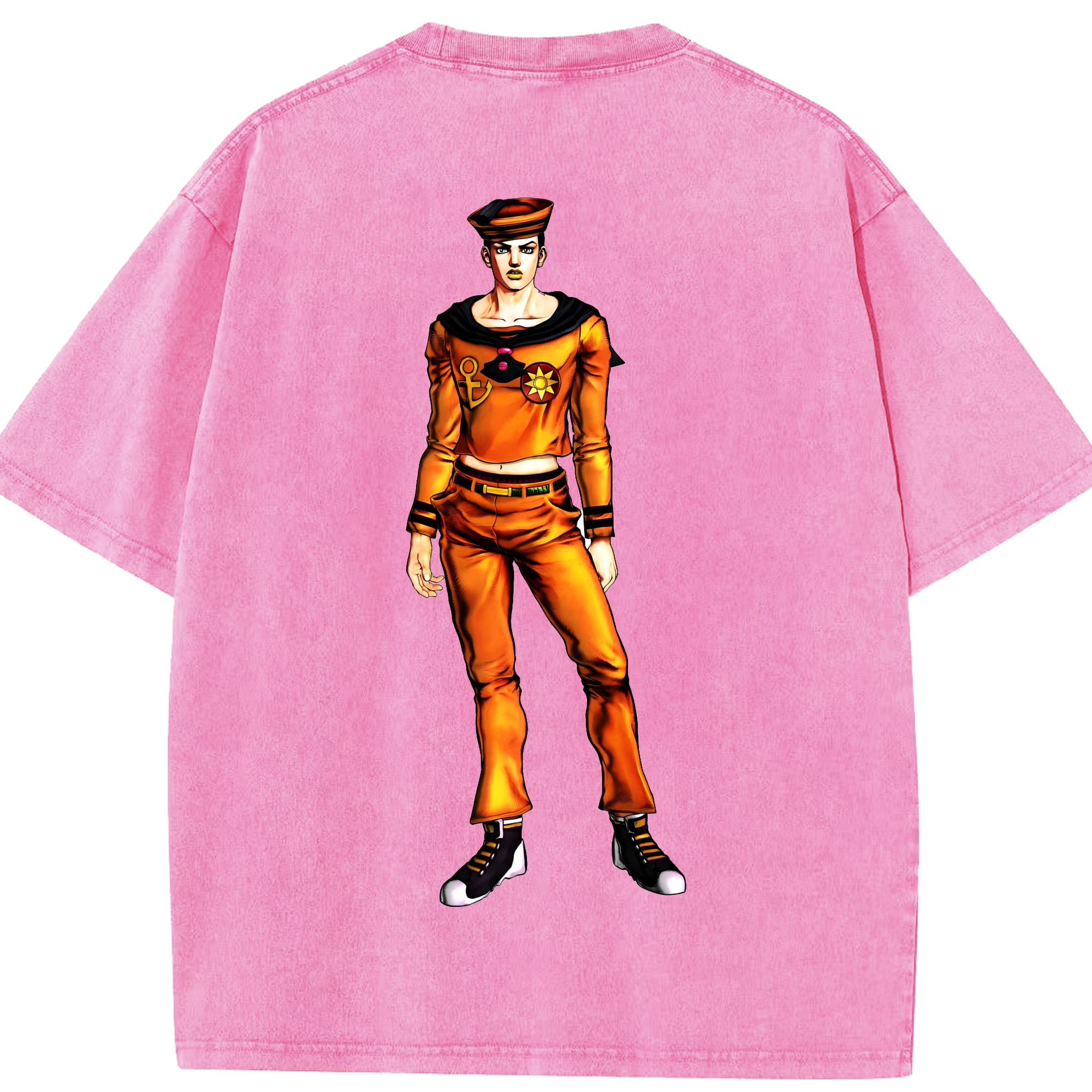 （画像用） ジョジョの奇妙な冒険 東方定助 JoJo's Bizarre Adventure Higashikata Josuke 綿100% ヴィンテージ風 半袖Tシャツ（背面プリント）
